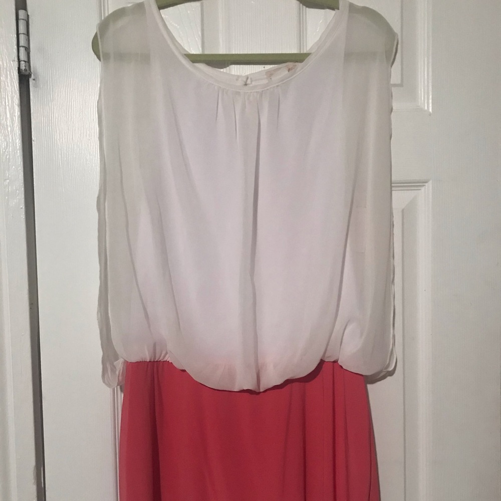 White and Salmon dress